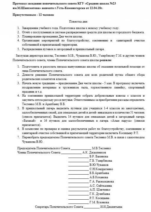 Решение ПС апрель 2018